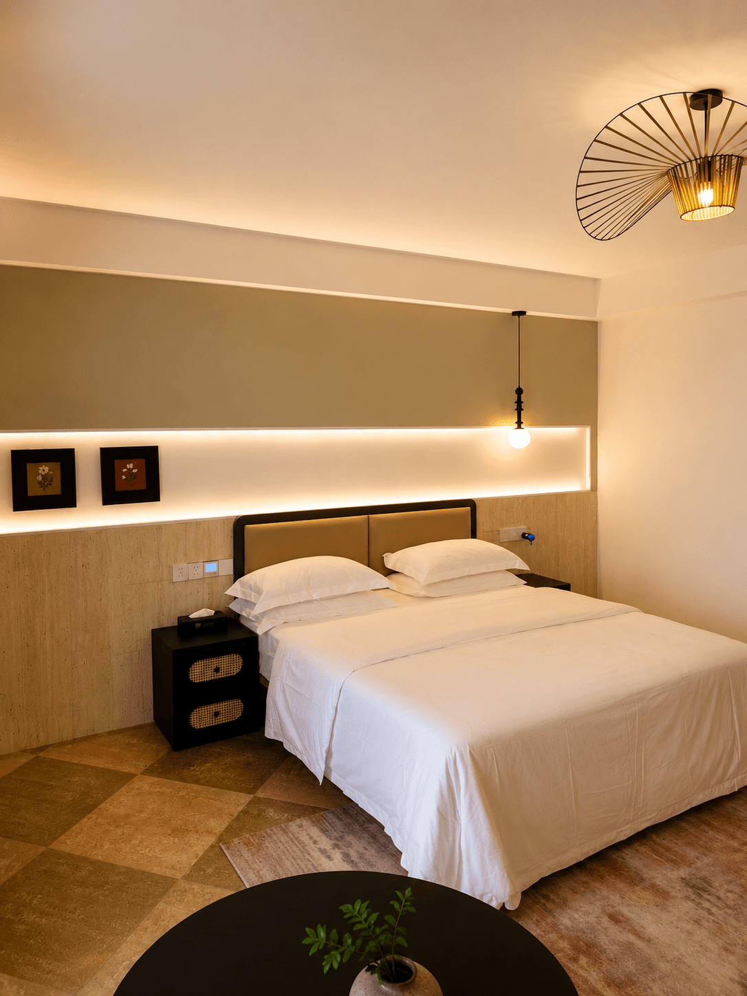 Chambre de l'hôtel Jardin d'Orient aux tons chaleureux